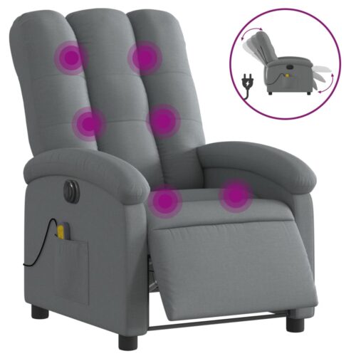 Electric Massage Recliner Chair Dark Grey Fabric - Image 2