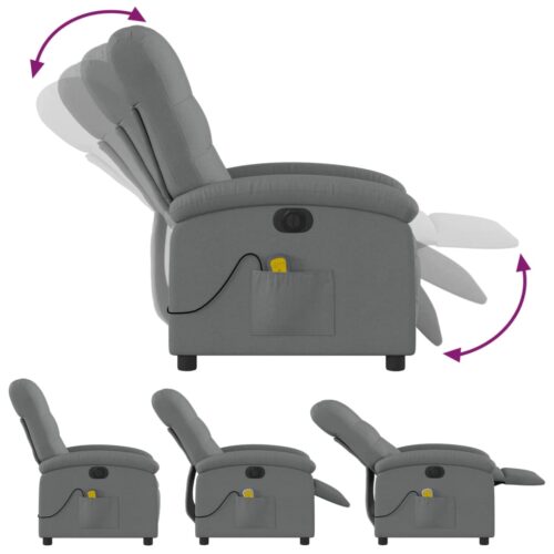 Electric Massage Recliner Chair Dark Grey Fabric - Image 6
