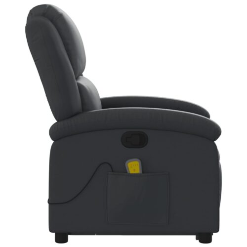 Stand up Massage Recliner Chair Black Real Leather - Image 9