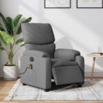 Electric Massage Recliner Chair Dark Grey Fabric