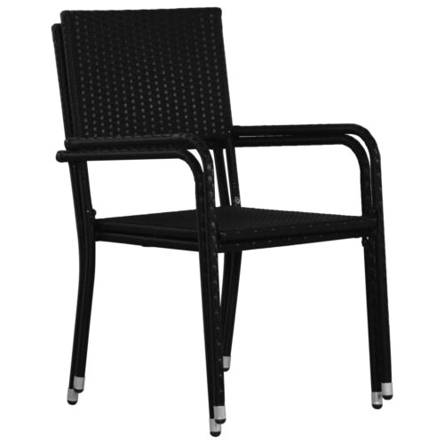 5-Piece Garden Dining Set Poly Rattan Wicker Outdoor Patio Furniture Black - Image 6