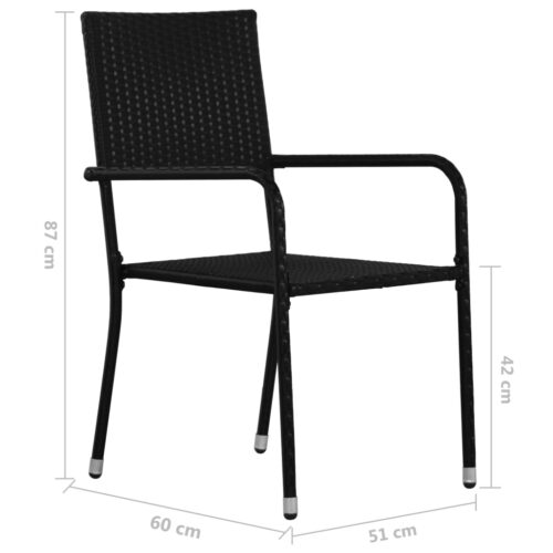 5-Piece Garden Dining Set Poly Rattan Wicker Outdoor Patio Furniture Black - Image 11