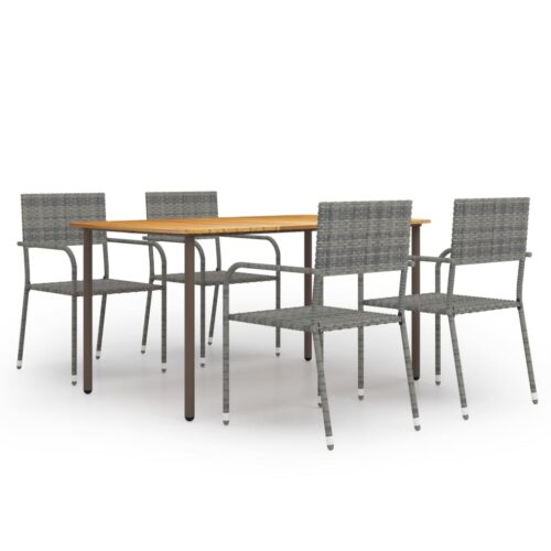 5pcs Outdoor Dining Set Garden Patio Bistro Chairs Table Wicker Rattan Furniture