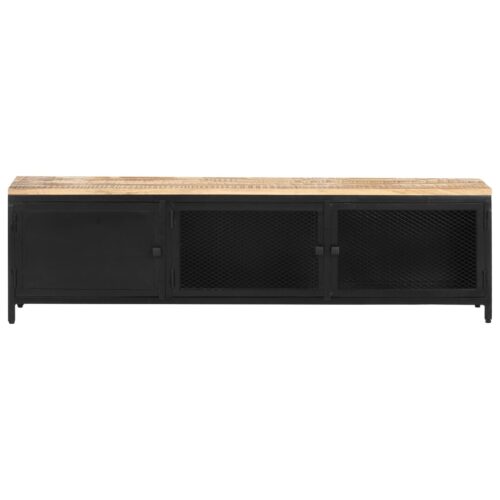 TV Cabinet 130x30x37cm Solid Rough Mango Wood - Image 2