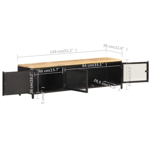 TV Cabinet 130x30x37cm Solid Rough Mango Wood - Image 6