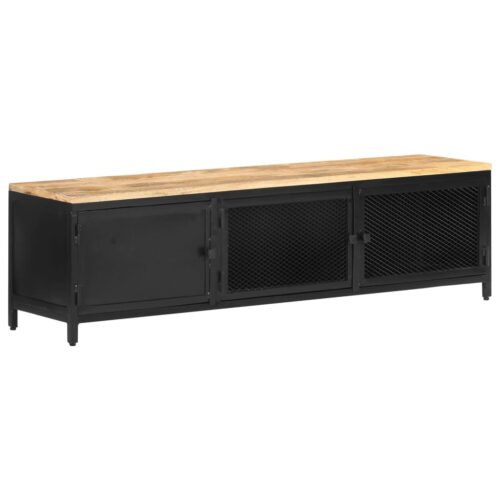 TV Cabinet 130x30x37cm Solid Rough Mango Wood - Image 8
