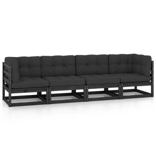 4-Seater Garden Sofa with Cushions Solid Pinewood - Image 2