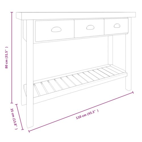 Console Table 110x35x80cm Solid Wood Fir - Image 7