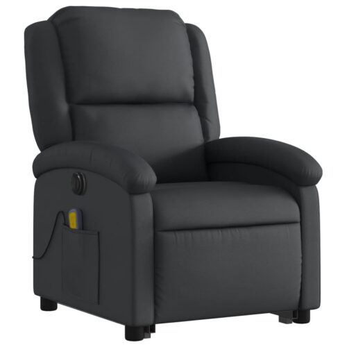 Genuine Real Leather Electric Massage Recliner Chair Lounge Sofa Armchair Black - Image 3