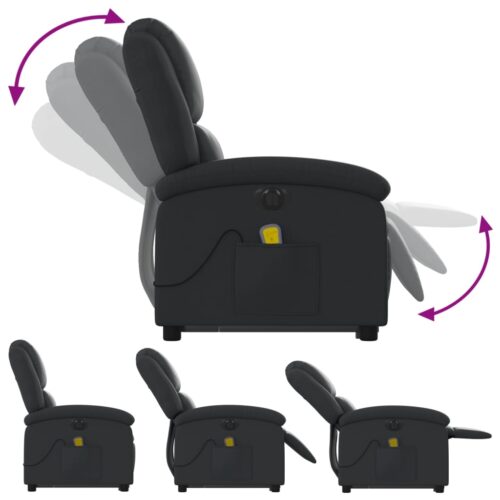 Genuine Real Leather Electric Massage Recliner Chair Lounge Sofa Armchair Black - Image 6