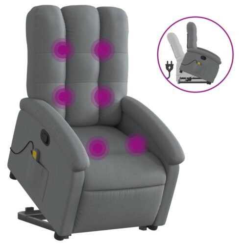 Stand up Massage Recliner Chair Dark Grey Fabric - Image 2