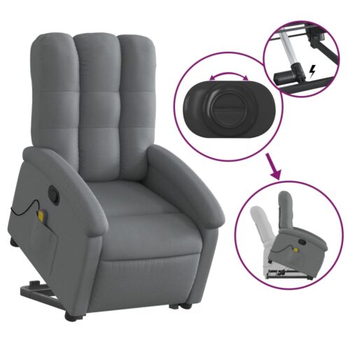 Stand up Massage Recliner Chair Dark Grey Fabric - Image 5