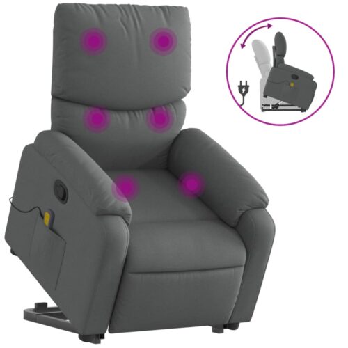 Stand up Massage Recliner Chair Dark Grey Fabric - Image 2