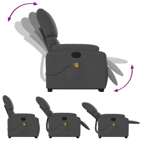 Stand up Massage Recliner Chair Dark Grey Fabric - Image 6