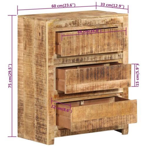Drawer Cabinet 60x33x75cm Solid Wood Mango - Image 7