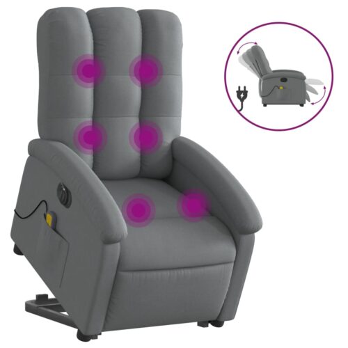Electric Stand up Massage Recliner Chair Dark Grey Fabric - Image 2