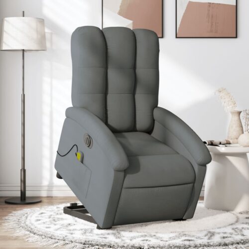 Electric Stand up Massage Recliner Chair Dark Grey Fabric - Image 12