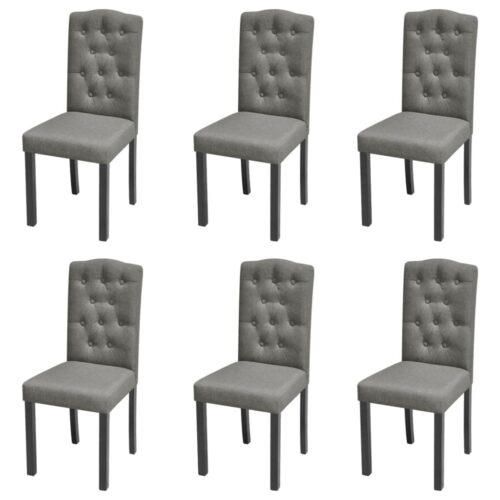 Dining Chairs 6pcs Grey Fabric - Image 8