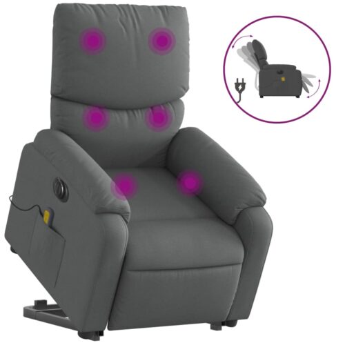 Electric Stand up Massage Recliner Chair Dark Grey Fabric - Image 2