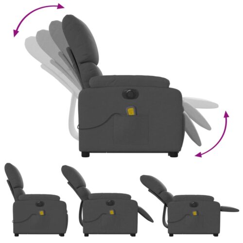 Electric Stand up Massage Recliner Chair Dark Grey Fabric - Image 6