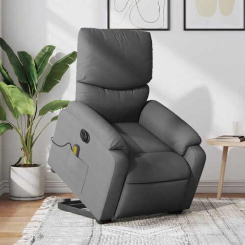 Electric Stand up Massage Recliner Chair Dark Grey Fabric - Image 12