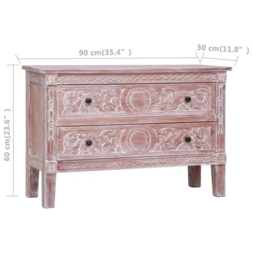 Sideboard with 2 Drawers 90x30x60cm Solid Mahogany Wood - Image 10