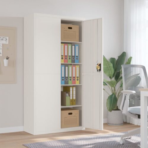 File Cabinet White 90x40x180cm Steel