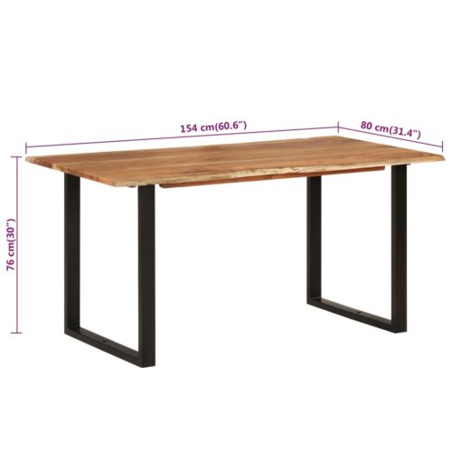 Dining Table 154x80x76cm Solid Acacia Wood - Image 8