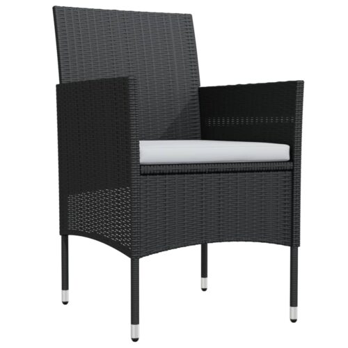 5-Piece Garden Dining Set with Cushions Black - Image 3