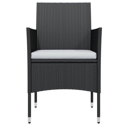 5-Piece Garden Dining Set with Cushions Black - Image 4