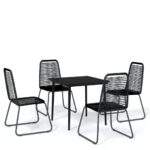 5-Piece Garden Dining Set Black