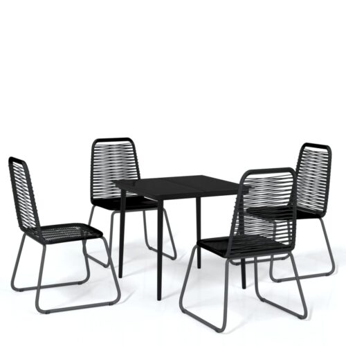 5-Piece Garden Dining Set Black
