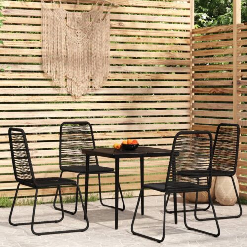 5-Piece Garden Dining Set Black - Image 9
