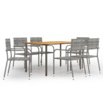 7-Piece Garden Dining Set Poly Rattan Wicker Outdoor Patio Furniture Anthracite