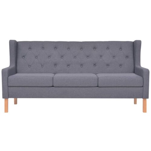 3-Seater Sofa Fabric Grey - Image 3