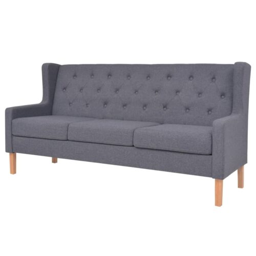 3-Seater Sofa Fabric Grey - Image 8