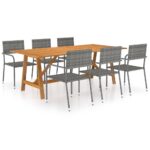 7-Piece Garden Dining Set Grey Outdoor Patio Lounge Furniture