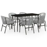 7-Piece Garden Dining Set Grey Outdoor Patio Lounge Furniture