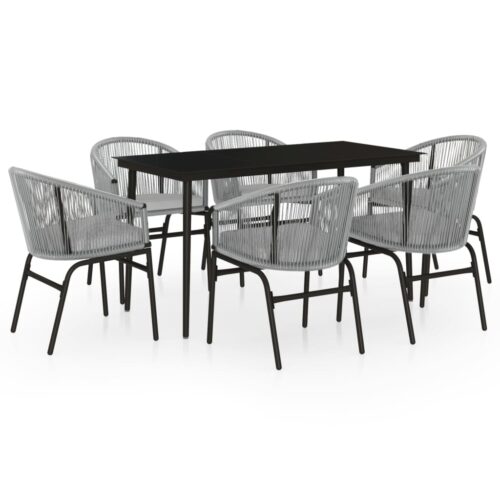 7-Piece Garden Dining Set Grey Outdoor Patio Lounge Furniture