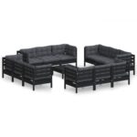 13-Piece Garden Lounge Set with Anthracite Cushions Pine Wood Outdoor Patio Furniture