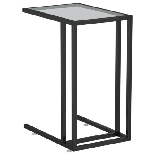 Computer Side Table Black 50x35x65cm Tempered Glass - Image 2