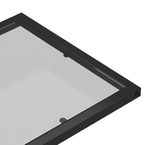 Computer Side Table Black 50x35x65cm Tempered Glass - Image 5