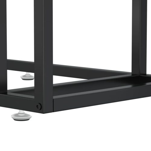 Computer Side Table Black 50x35x65cm Tempered Glass - Image 6