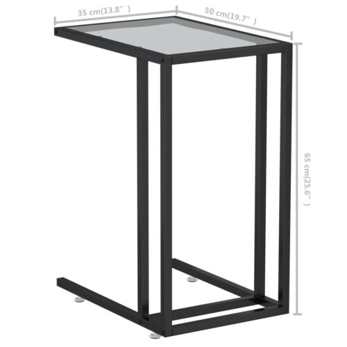 Computer Side Table Black 50x35x65cm Tempered Glass - Image 7
