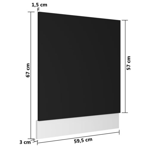 Dishwasher Panel Black 59.5x3x67cm Engineered Wood - Image 7