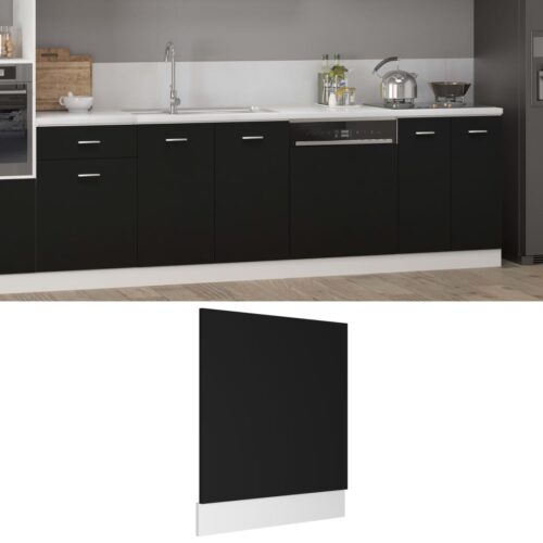 Dishwasher Panel Black 59.5x3x67cm Engineered Wood - Image 2