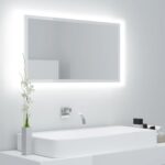 LED Bathroom Mirror High Gloss White 80x8.5x37cm Acrylic