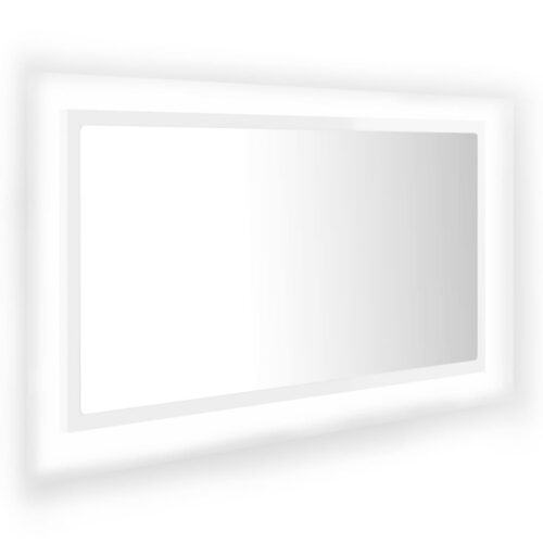 LED Bathroom Mirror High Gloss White 80x8.5x37cm Acrylic - Image 2