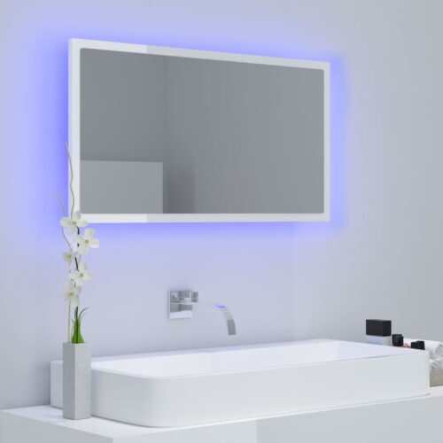 LED Bathroom Mirror High Gloss White 80x8.5x37cm Acrylic - Image 3