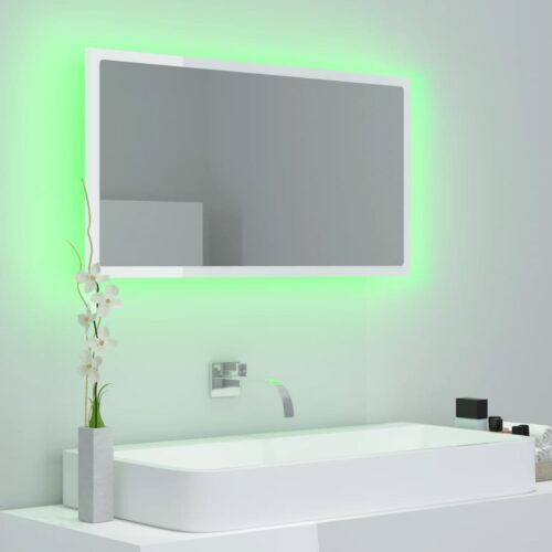 LED Bathroom Mirror High Gloss White 80x8.5x37cm Acrylic - Image 4